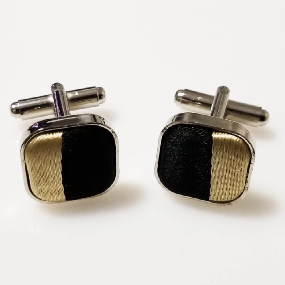 Black & Gold Thread Cufflinks by Vitaly